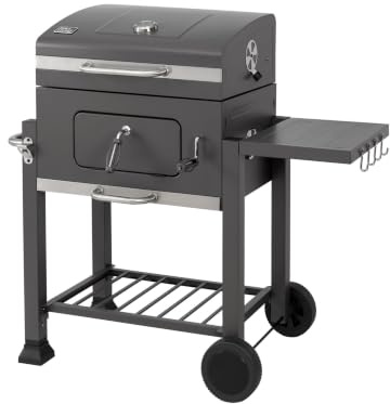 Koll Living Holzkohlegrill Lyv | Grillwagen mit Deckel, Thermometer & höhenverstellbarer Kohlewanne für optimale Hitzesteuerung | Seitenablage & Rollen