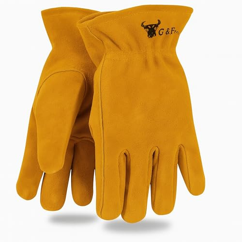G & F Products Kids Leather Work Gloves, Durable Cowhide Suede Gloves for Gardening, DIY, Outdoor Activities & Safety Hand Protection, Brown 1 Pack, 2–4 Years Old
