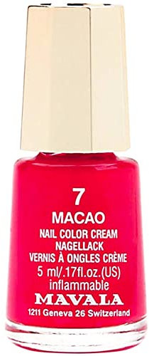 MAVALA - Mini Colors Macao 07 5 ml, Esmalte de Uñas Pequeño, Color Rojo, Minimiza la Evaporación, Formulados con Ingredientes Seleccionados, Práctico para Llevar