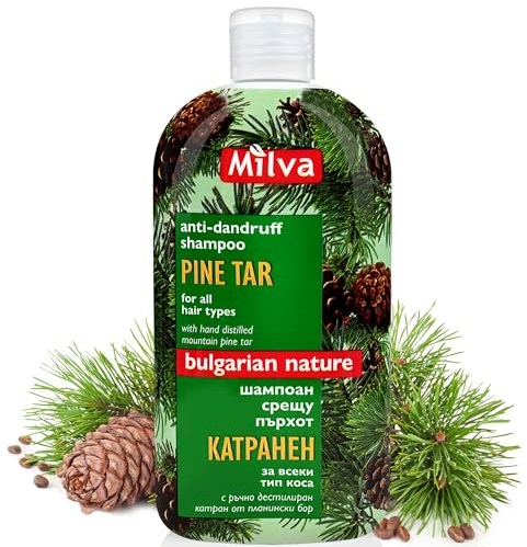 Milva Pine Tar Shampoo for Seborrheic Dermatitis - 200ml Natural Dandruff Shampoo - Anti Dandruff Shampoo - Psoriasis Shampoo - Treatment Solution for Dry Itchy & Flaky Scalp