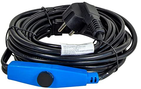 horizont Câble chauffant antigel avec thermostat de 2 m, idéal pour conduite d'eau ou comme chauffage des plantes, chauffage de gouttière étanche, chauffage de gouttière, chauffage auxiliaire de tuyau