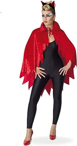 KarnevalsTeufel.de Kostüm für Erwachsene Devil-Cape Umhang in teuflischem Rot und Samtoptik mit Fetzen (Onesize)