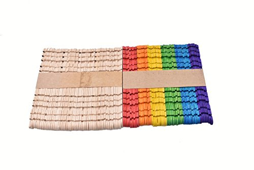 RayLineDo 100 Holz-Eisstiele, für Lutscher und Eis am Stiel, 11,4 x 1 x 0,2 cm, naturfarben und mehrfarbig
