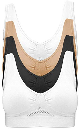 Soutiengorge sans Armatures : Lot de 4 brassières de Sport sans Coutures Matériau Non rembourré composé à 96% de Nylon et 4% de Spandex Largeur de Bretelles agréable et Confortable pour Le