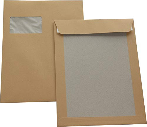 500 St. C4 Papprückwand Versandtaschen mit Fenster braun 120 gr. Kuvert Haftklebend Briefumschläge HK Briefhüllen