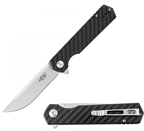 Firebird GANZO FH11-CF Klappmesser D2-Stahlklinge Kohlefaser Griff mit Clip Scharfes Einhandmesser mit Scheide und Kugellager Camping Jagd Angeln Outdoor Taschenmesser EDC-Messer (Kohlefaser)