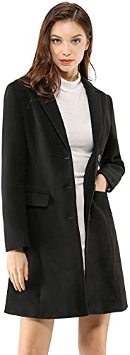 Allegra K Cappotto invernale da donna 2024, monopetto lungo, Neri., X-Large