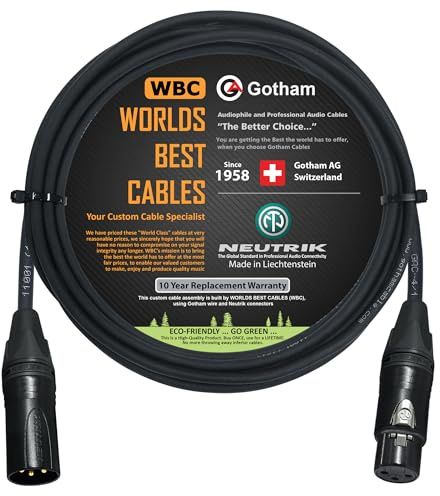 WORLDS BEST CABLES Gotham GAC-4/1 – Star Quad Mikrofonkabel – 2 Meter mit Neutrik Gold XLR Steckern