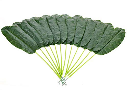 Lot de 12 feuilles de bananier artificielles en PEVA Longueur env. 120 cm