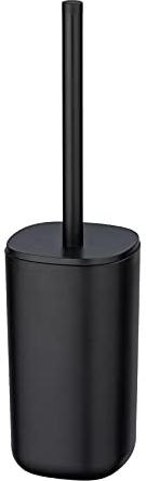 WENKO WC-Garnitur Davos, Toilettenbürstenhalter inkl. WC-Bürste, aus hochwertigem Kunststoff, BPA-frei, Ø 9,5 x 35 cm, Schwarz matt