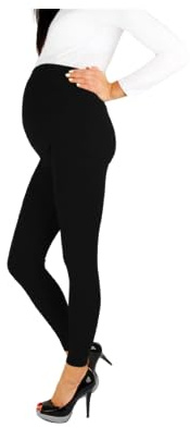 R&N FASHIONS Damer moderskap över bula stretchiga justerbara leggings, Svart, 40 SE