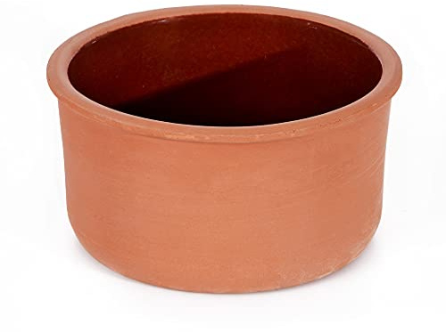 Clay Casserole Bowl for Cooking, Clay Yogurt Pot, Glazed Inside Terracotta Cookware, Earthenware Pan for Baking, Terra Cotta Bowl for Food (Small 1.05 qt)