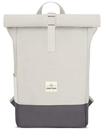 Johnny Urban Rucksack Damen & Herren Sand Grau - Ryan - Rolltop Backpack mit Laptopfach für Uni Business Fahrrad - Nachhaltig - Wasserabweisend
