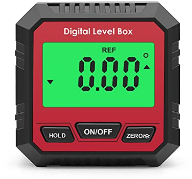 JoyFan 4 von 90-Grad-Sucher-Winkelprofil, Digitaler LCD Winkelmesser Neigungsmesser Inklinometer Wasserdicht Bevel Box Winkelmessgerät Magnetfuß Wasserwaage Holzbearbeitungs-Mikrolehre (Rot)