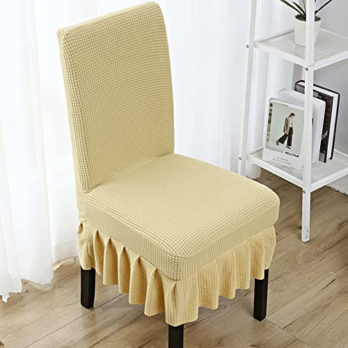 Ricemru Rock Stuhl Bezüge 4 Stück Gelb Oker Stuhlhussen Universal Stretch Dicker Stoff Stuhlhussen Landhaus Elegant Stuhlbezug Stuhlschutz Abnehmbare Abdeckung Esszimmer