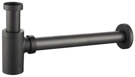 Starbath Plus - Sifón para Lavabo - Color Negro Mate - Ideal Desagüe Universal - Ideal para Lavabos de Baños y Aseos - Válvula Cromada y Diseño Elegante