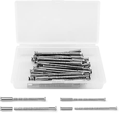 36pcs Door Handle Fixing Screws and Sleeves M3,M4 Nickel Universal Plated Connecting Bolts Sleeves, Adjustable Bolt Length, for Fixing Door Handles Keyholes Hollow Cabinets Drawers Escutcheons (60mm)
