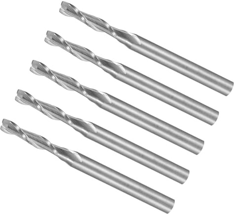 CoCud Fresas de Extremo en Espiral, Vástago de 1/8 2.5mm x 12mm Carburo Sólido de 2 Flautas para Fresadoras CNC - (Aplicaciones: para Contrachapado Madera Plástico), 5 Piezas