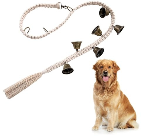 DONGKER Türklingeln für Hunde, Verstellbare Hängende Hundeklingel für Töpfchentraining, Hundetürklingel aus Baumwolle mit 6 extra Lauten Glocken für kleine, mittelgroße und große Hunde
