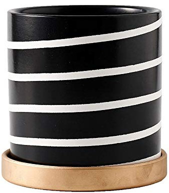 DSHUB Marble Plant Pots Zebra Pattern Modern Flowerpot Nordic Style Ceramic Vase Hanging Planter with Drainage Hole for Outdoor Succulent and Cactus Plant Container (Size : 14cm*14cm)