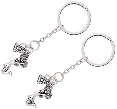 2 Stück Cheerleader Schlüsselanhänger Silber, aus Metall, für Schlüssel