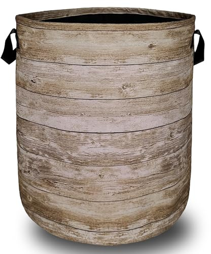 Wood Grain Laundry Basket Foldable With Handles Tree Stump Texture Tote Bag Oxford Cloth Colorful Laundry Hamper Clothes Toy Storage Bucket For Bathroom/Laundry/Bedroom 18.9 x 16.5 