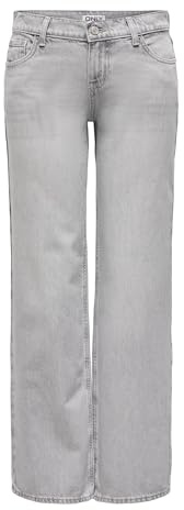 ONLY Jean Coupe Droite ONLBRENDA Taille Basse Straight Fit Jeans Light Grey Denim M 32 Light Grey Denim M / L32