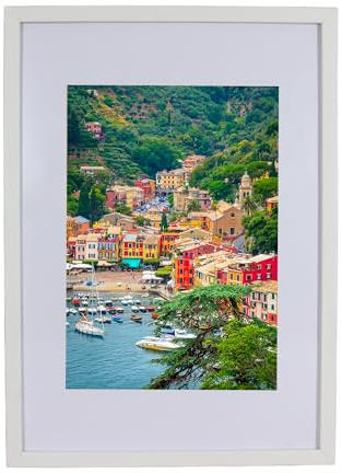 BD ART Cornice per poster foto 30 x 40 cm, con passepartout 21 x 30 cm, bianco A4 DIN grande, legno MDF, moderna cornice da appendere alla parete