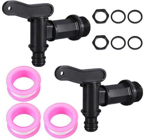 Cerioll Rubinetto per Cisterna, 3/4'' in Plastica, 2 Valvole con Guarnizioni e Dadi di Bloccaggio, Nastro Sigillante, Adatto per Secchi per la Pioggia e Serbatoi dell'Acqua