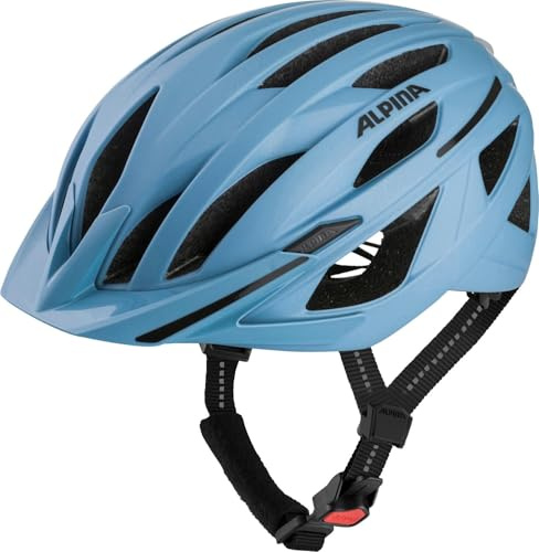 ALPINA HAGA, smoke-blue matt, 55-59 cm, cykelhjälm för damer och herrar, hög säkerhet och komfort med Ergo Flex och integrerat ljus