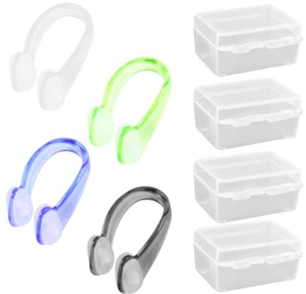 NXPWRC 4 Pieces Swimming Nose Clip, Anti-Choking Nose Clip, Particle Anti-Slip Nose Clip, Swimming Nose Protector, Training Nose Clip, Soft Silicone Nose Clip, Swimming Protection
