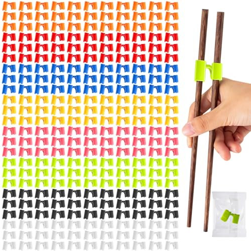 Suttmin 1000 palillos reutilizables para entrenamiento, multicolor, bisagras, conector de plástico, para práctica, palillos chinos, ayuda para adultos y principiantes
