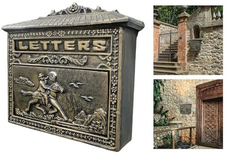 LIZHAYG Cassetta Posta Cassetta Postale da Parete in Stile Vintage con Serratura in Ferro Impermeabile con Chiave Stile retrò su casa Posta Lettera Bronzo for casa villetta a schiera
