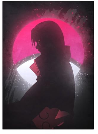 Displate Offiziell Naruto MetallPoster Magnetische Befestigung Lizenziert Bilder Hochwertiges Poster Naruto Silhouettes - Itachi Poster 45 cm x 32 cm
