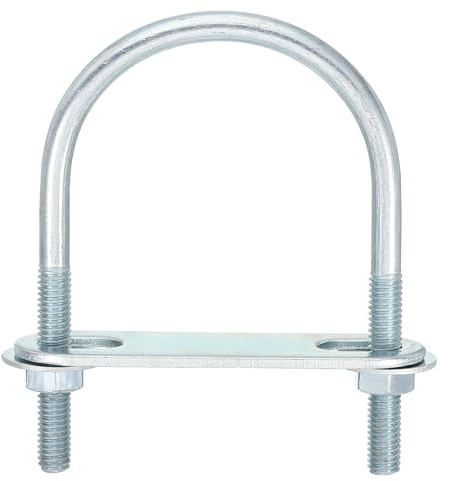 QUARKZMAN Runde U-Bolzen Bügelschraube, 2 Satz 50mm ID x 80mm Länge U Winkel M6 Verzinkter Kohlenstoffstahl U-Klammerbolzen mit Muttern und Platten, für Autos Reparatur Bootstrailer