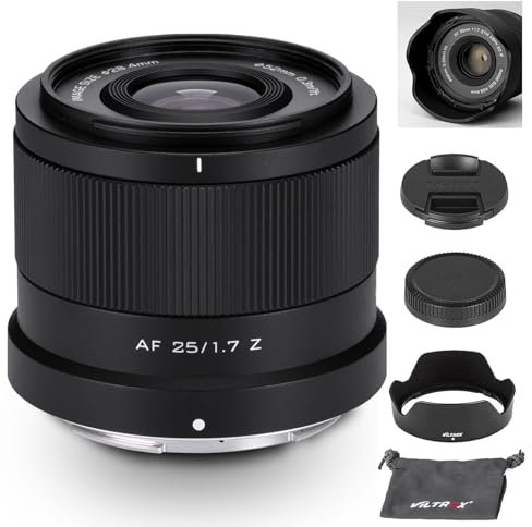 VILTROX 25mm F1.7 Z APS-C per Nikon Z, obiettivo a focale fissa STM con messa a fuoco automatica ad ampia apertura per Nikon Z-Mount fotocamere Z5 Z50 Z50II Z6 Z6II Z7 Z7II ZFC Z30 Z9 Z8 ZF Z6III