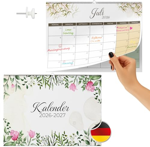 Finoly Väggkalender Januari 2026 till juni 2027 (18 månader) | Månadskalender 2026–2027 | Familjekalender att Hänga på Vägg (Natur)