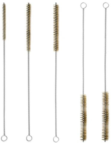 UOCAI Lot de 5 brosses métalliques rondes en laiton - Brosse métallique en laiton - Brosse de nettoyage pour trous de perçage - 6/8/10/12/15 mm