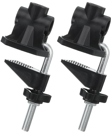 PATIKIL 0.47 Hole Dia. Desk Clamp, 2 Pcs Universal C-Clamp Base with Adjustable Screw for Microphone Mic Arm Table Lamp Mount Holder, Black