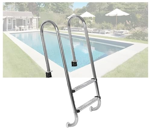 KZKZK Poolleiter mit Edelstahlhandläufen und 2 Stufen, einfache Montage und Aufstieg, for eingebaute Pools und Wasserparks(2-steps1.5mm)