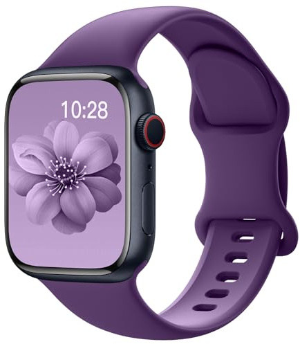 Yoohoo Soft Silicone Strap Compatible with Apple Watch Straps 38mm 40mm 41mm 42mm 44mm 45mm 46mm 49mm Women Men,Sport Replacement Bands for iWatch Series 11 10 9 8 7 6 5 4 3 2 1 SE Ultra,Dark Purple