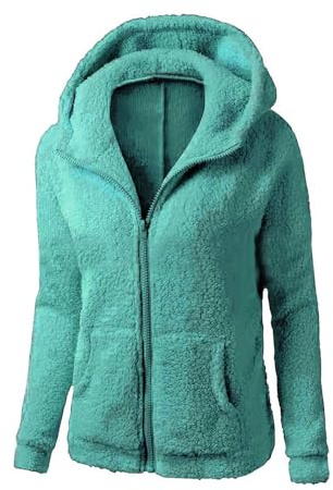 Uwdiohq Cappotto Invernale con Cappuccio da Donna, Caldo in Lana, Cerniera, Cotone Pullover Lunghi Felpa Verde Donna Felpe Ragazza Larghe Bianca con Cappuccio Ragazzo Orecchie Gatto College
