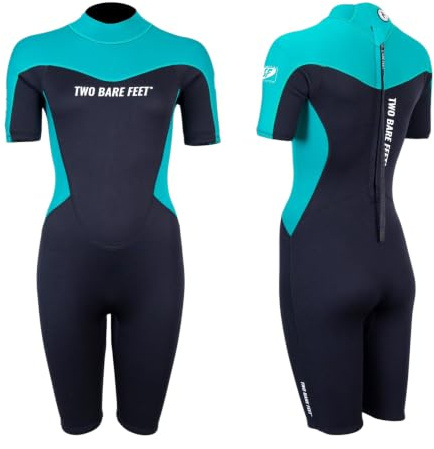 Two Bare Feet Women's 2.5mm Summer Shorty Neoprene Wetsuit - Ideal for Surfing, Swimming & Watersports - Lightweight, Flexible & Durable Design