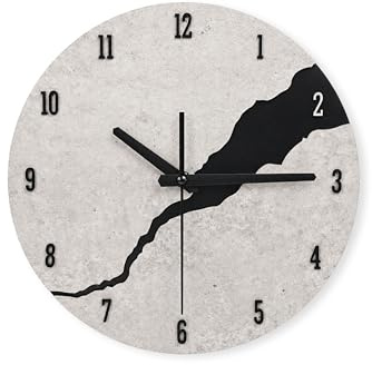 DECORAY Wanduhr 30cm Grau Betonoptik mit Riss-Design – Moderne leise Design-Uhr ohne Ticken für Wohnzimmer, Küche, Büro & Schlafzimmer im Industrial Look