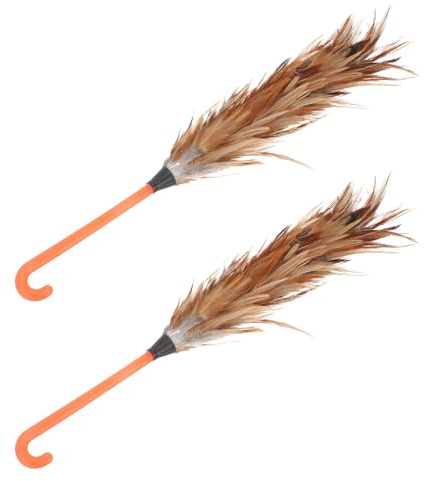 IWOWHERO 2 pièces Plumeau à Poussière Plumes de Poulet Dépoussiérant Pratique pour Maison Nettoyage de Radiateurs Meubles et Surfaces Délicates