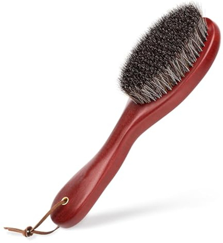 Clothes Brush, Natural Horsehair & Boar Bristle Coat Brush for Men & Women, Gentle on Suits & Cashmere, Removes Pet Hair, Lint & Dirt from Jackets, Hats & Sofas - Solid Beech Wood Handle