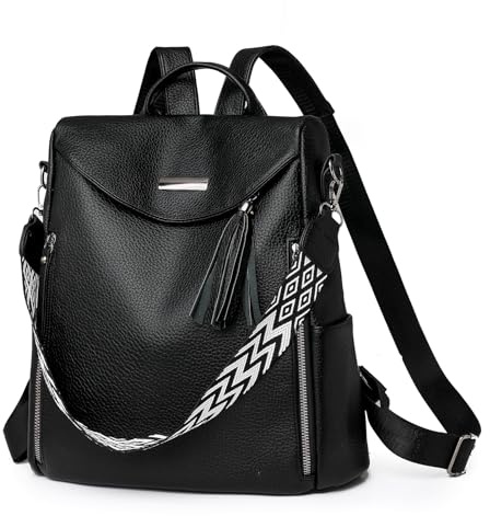 LY&SQ Sac à Dos Anti-Vol pour Femmes en Cuir PU, Design Multifonction Mode, Sac à Main Sac à Épaule pour Dame, Sac à Dos de Voyage(Noir)