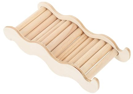 QUMIIRITY Holz Kletterspielzeug Hamster 12cm mit Sandbad und Wellenleiter für Nager und Kleintierstall Zubehör