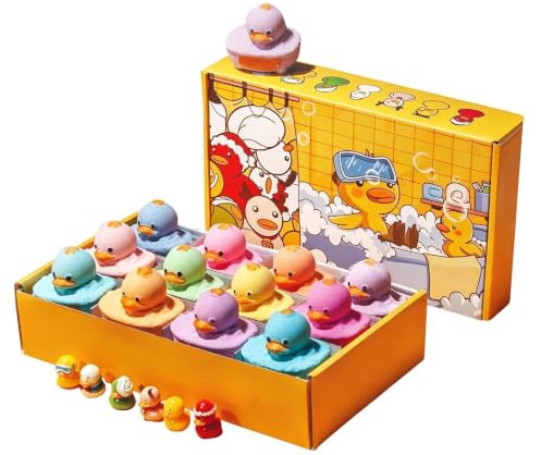 12PCS Bath Salt Ball, 2026 New Bath Bombs with Surprise Duck Toy Inside, Organic Bubble Baths Fizzies for Boys Girls, Easter Easter