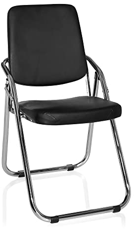 hjh OFFICE 706300 Konferenzstuhl klappbar ESTO Kunstleder Besucherstuhl ergonomisch, vielseitig einsetzbar, Klappstuhl, Schwarz